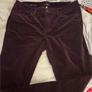 Ann Taylor Plum Corduroy Skinny Pants